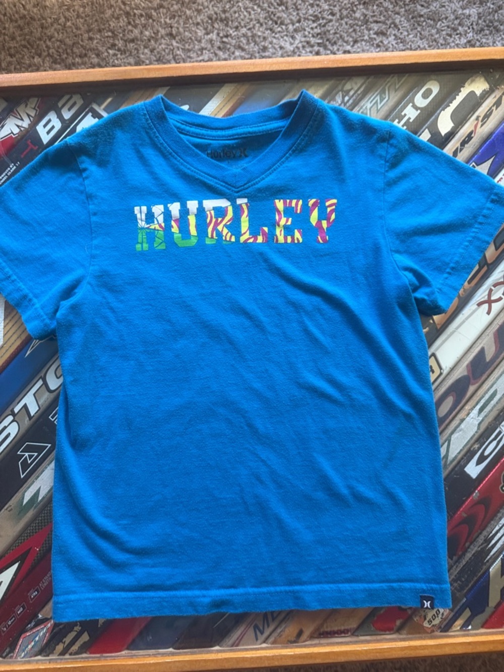 Hurley Bright Blue Tee with Multicolor Logo